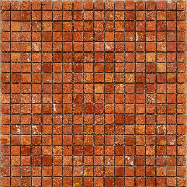 Мозаика каменная Red Travertine Polished на сетке 1.5x1.5 29,6x29,6