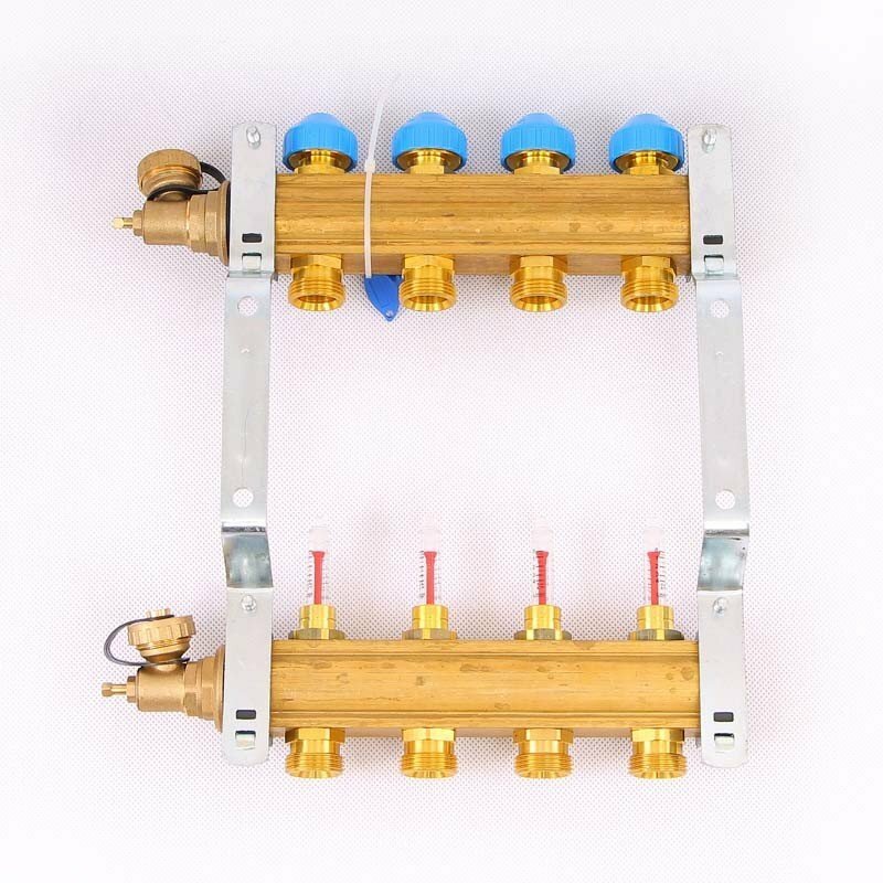 Коллектор для теплого пола WATTS HKV/T 1quot;x3/4quot; ЕК на 4 выхода с расходомером