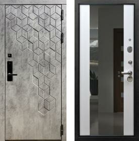 Дверь входная (стальная, металлическая) Баяр 1 quot;Пчелаquot; СБ-16 с зеркалом quot;Белый ясеньquot; с биометрическим замком (электронный, отпирание по отпечатку пальца)