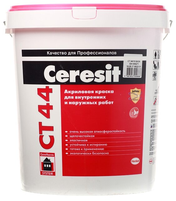 Ceresit CT 44 краска акриловая, 15 л (База E)