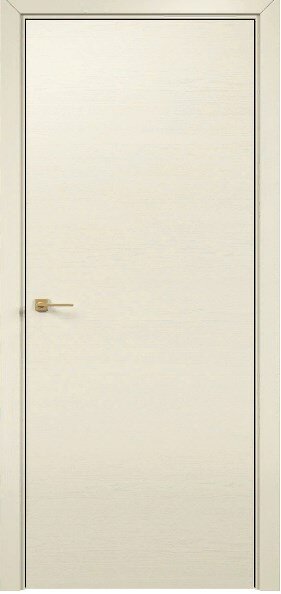 Дверь Гладкая горизонтальный шпон Цвет:эмаль слоновая кость по ясеню