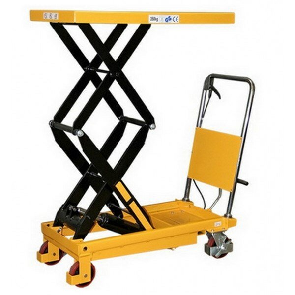 Гидравлический подъемный ножничный стол Ningbo Ruyi SPS 150, г/п 150 кг, 302/1100 мм (ручной передвижной, тележка с подъемным механизмом, платформа ножничного типа, подъемник)