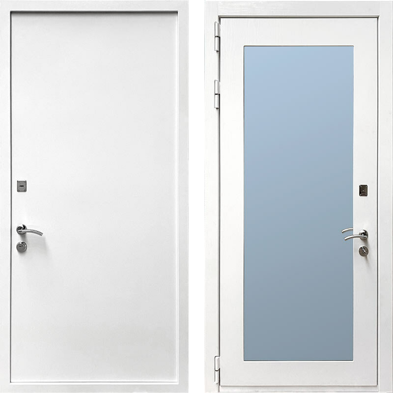 Дверь Гранит Ультра Х5 Зеркало Белый ясень 860 x 2050 петли слева