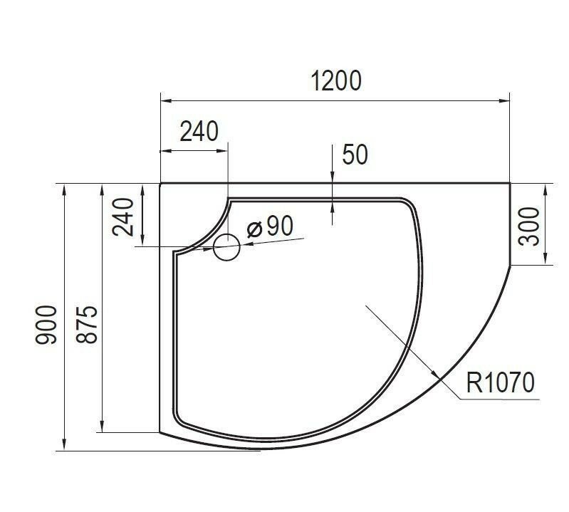 Акриловый поддон 120x90 см Cezares TRAY-A-TRIUMPH-RH-120/90-15-W-R