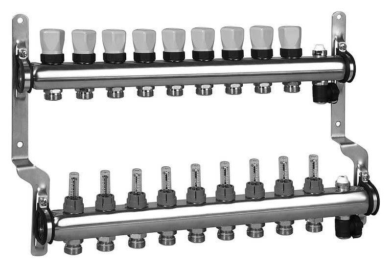Коллектор распределительный Meibes 1 на 9 контуров, с расходомерами RW 1794149quot;