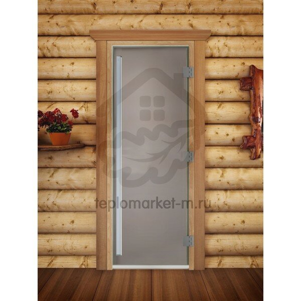 Дверь для бани DoorWood Престиж quot;Теплое утроquot; Сатин матовый, 2000x800 мм