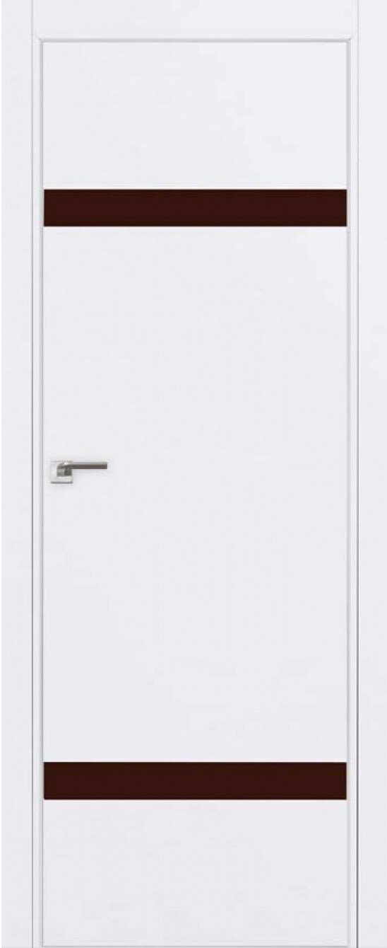 Двери ProfilDoors Серия Е модель 3Е Цвет:Аляска Остекление:Коричневый лак Тип:кромка хромированный алюминий с 2х сторон