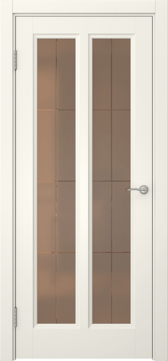 Комплект двери с коробкой FK015 (эмаль слоновая кость, стекло сатинат бронзовый)