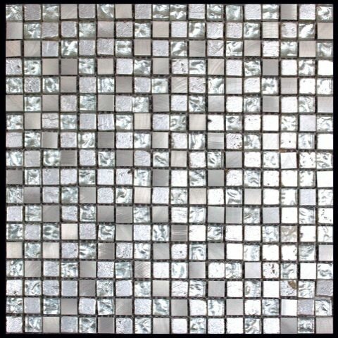 Мозаика Natural BDA-1588 (BDA-88) микс 29,8x29,8 см размер чипа 15x15 материал Стекло+Мрамор+Агломерат толщина 8 мм в уп. 0.445 м2