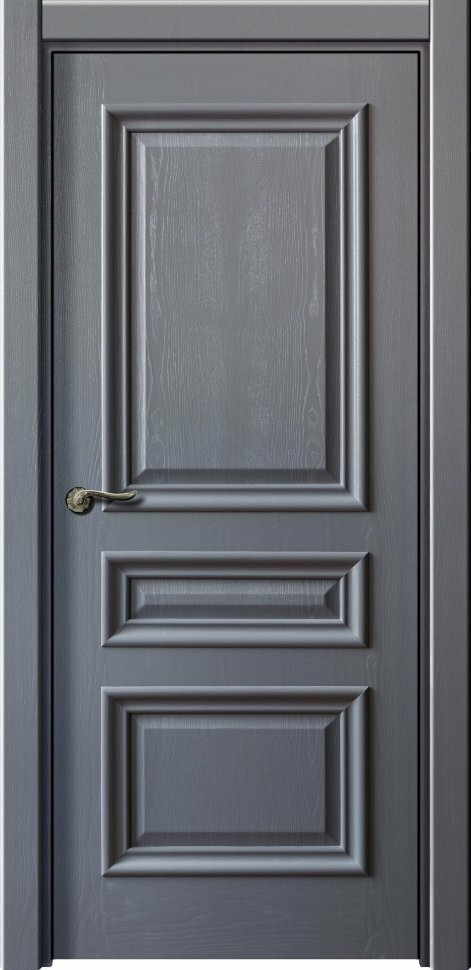 Межкомнатная дверь VIVA Premium «Elite» Шпон натурального дуба, покрыт серой эмалью (глухая)