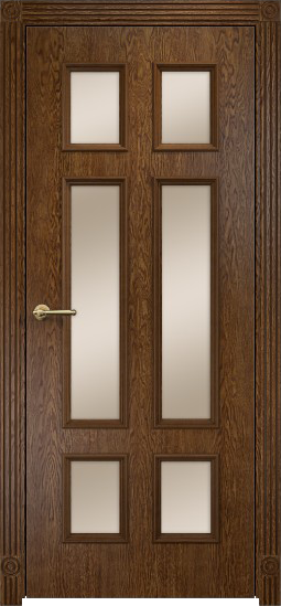 Межкомнатная дверь Оникс Гранд (Каштан) сатинат бронза, штапик узкий резной