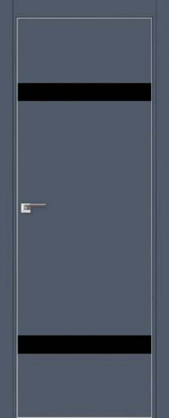 Двери ProfilDoors Серия Е модель 3Е Цвет:Антрацит Остекление:Чёрный лак Тип:кромка хромированный алюминий с 2х сторон