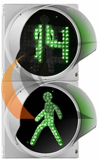 200мм Светофор пешеходный П.1.1 с тоов по зеленому и узсп