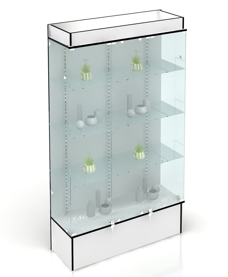 Торговое оборудование витрина с подсветкой 200х120х40см цвет белый (арт.s803w)