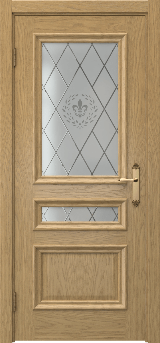 Комплект двери с коробкой SK007 (натуральный шпон дуба, стекло сатинат)