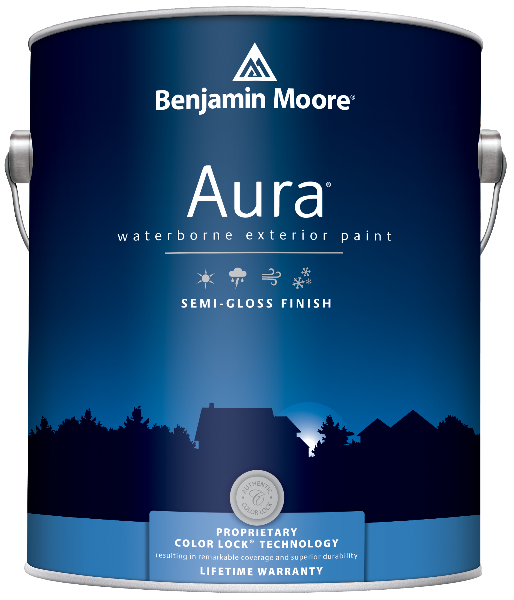 Краски для минеральных поверхностей Benjamin Moore Aura 632 Exterior Paint Semi-Gloss Finish краска для наружных работ, сатин.бел.(3,8л)