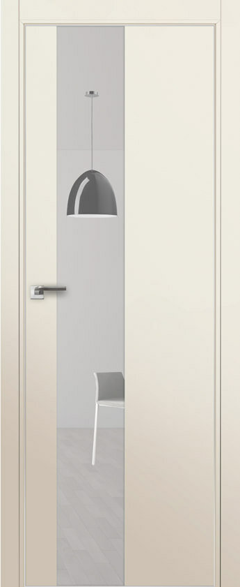 Двери ProfilDoors Серия Е модель 5Е Цвет:Магнолия Сатинат Остекление:Зеркало Тип:кромка матовый алюминий с 4х сторон