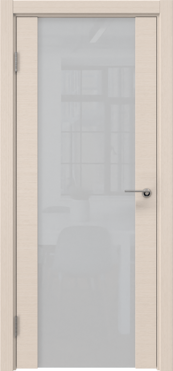Комплект двери с коробкой ZM018 (шпон беленый дуб, стекло триплекс белый)