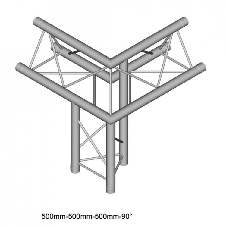 Dura Truss DT 23 C31-ULDR 3way corner 90 Узел стыковочный 3-х лучевой, 90гр, алюминиевый, сечение 220х220мм, длина сторон 50см. Труба 35х2. Вес 3,0кг