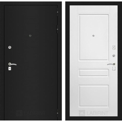 Входные двери лабиринт (labirint) Входная металлическая дверь Лабиринт Классик 3 (Шагрень черная / Белый софт) двери Лабиринт (Labiint)