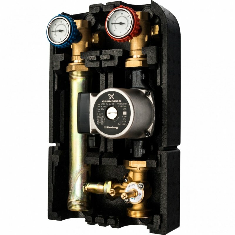 Насосная группа STOUT со смесительным контуром 1quot;1/4 с насосом Grundfos UPSO, трансформируемая