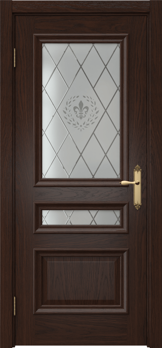 Комплект двери с коробкой SK007 (шпон дуб коньяк, стекло сатинат)