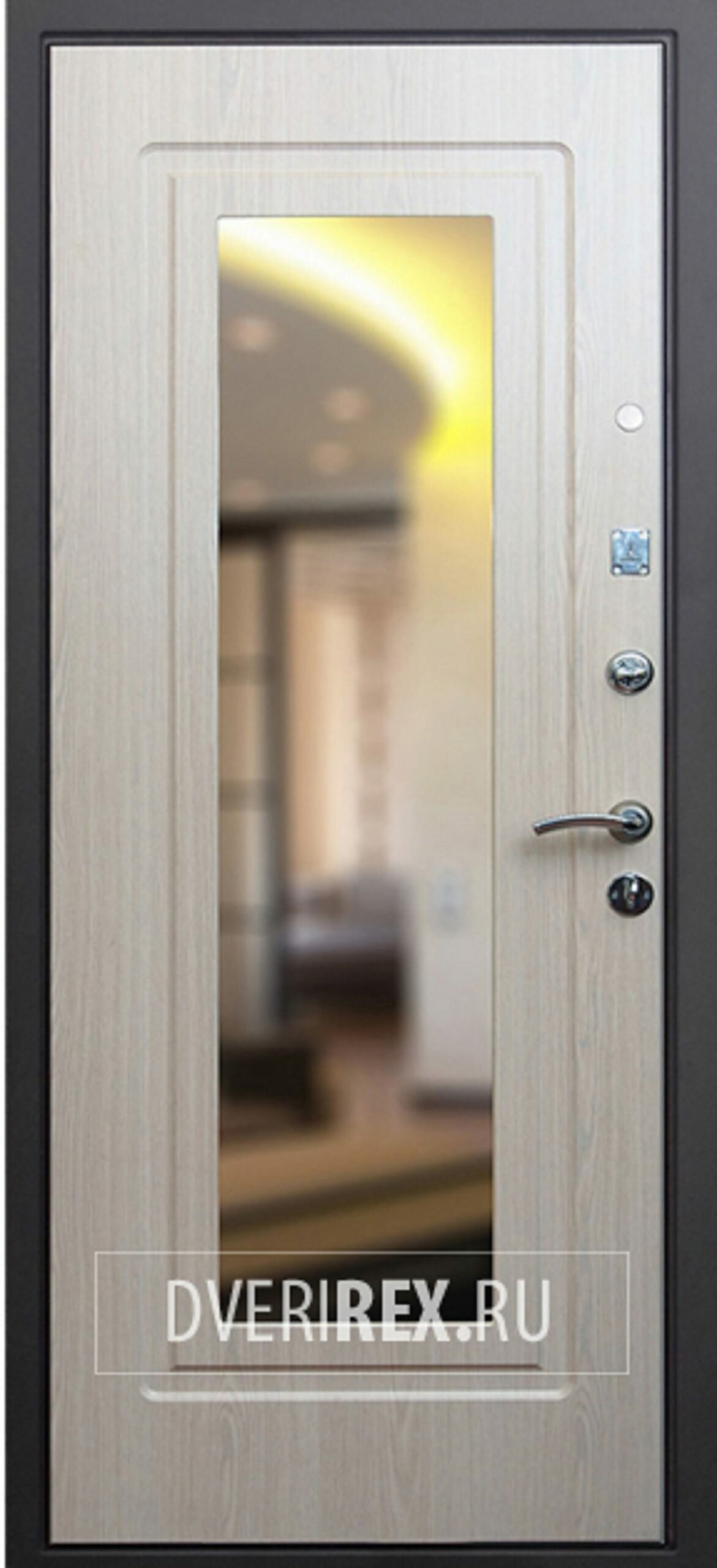 Входная дверь REX 2 с зеркалом внутренняя панель:Дуб беленый