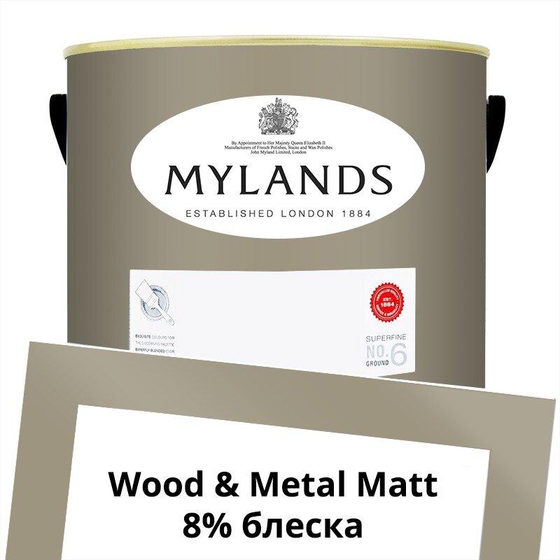 Английские Краски Mylands артикул WoodMetal Paint Matt 5 л. №154 Egyptian Grey