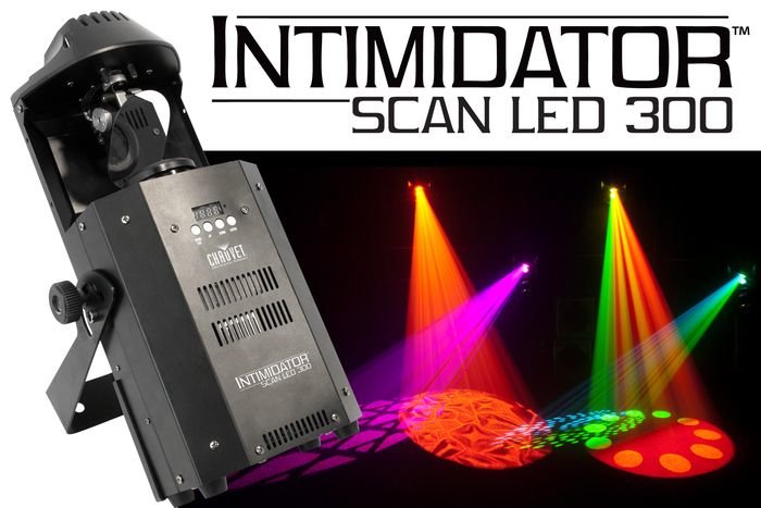 CHAUVET Intimscan LED 300 светодиодный сканер. 1х60Вт светодиод, 8 фиксированных цветов + белый, 7 гобо + открытая позиция, 23,8мм диаметр гобо, строб-эффект 0-20Гц, освещенность 2850lux (2м)