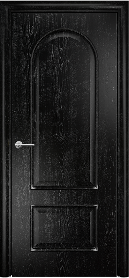 Дверь Оникс модель Арка Цвет:эмаль черная патина серебро Остекление:Без стекла
