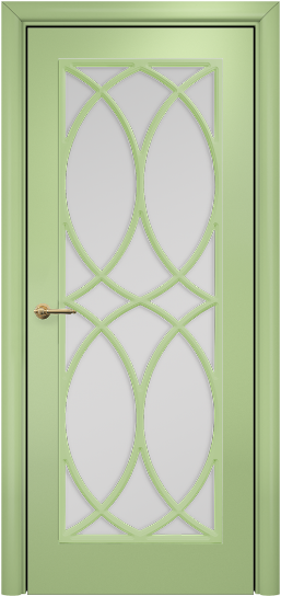 Дверь Оникс Турин с решеткой Тип:Со стеклом Цвет:эмаль фисташка мдф Решетка:Решетка №7