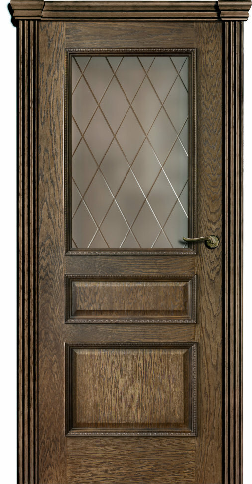 Межкомнатная дверь VIVA Premium «Olson» Шпон морёного дуба (остеклённая)