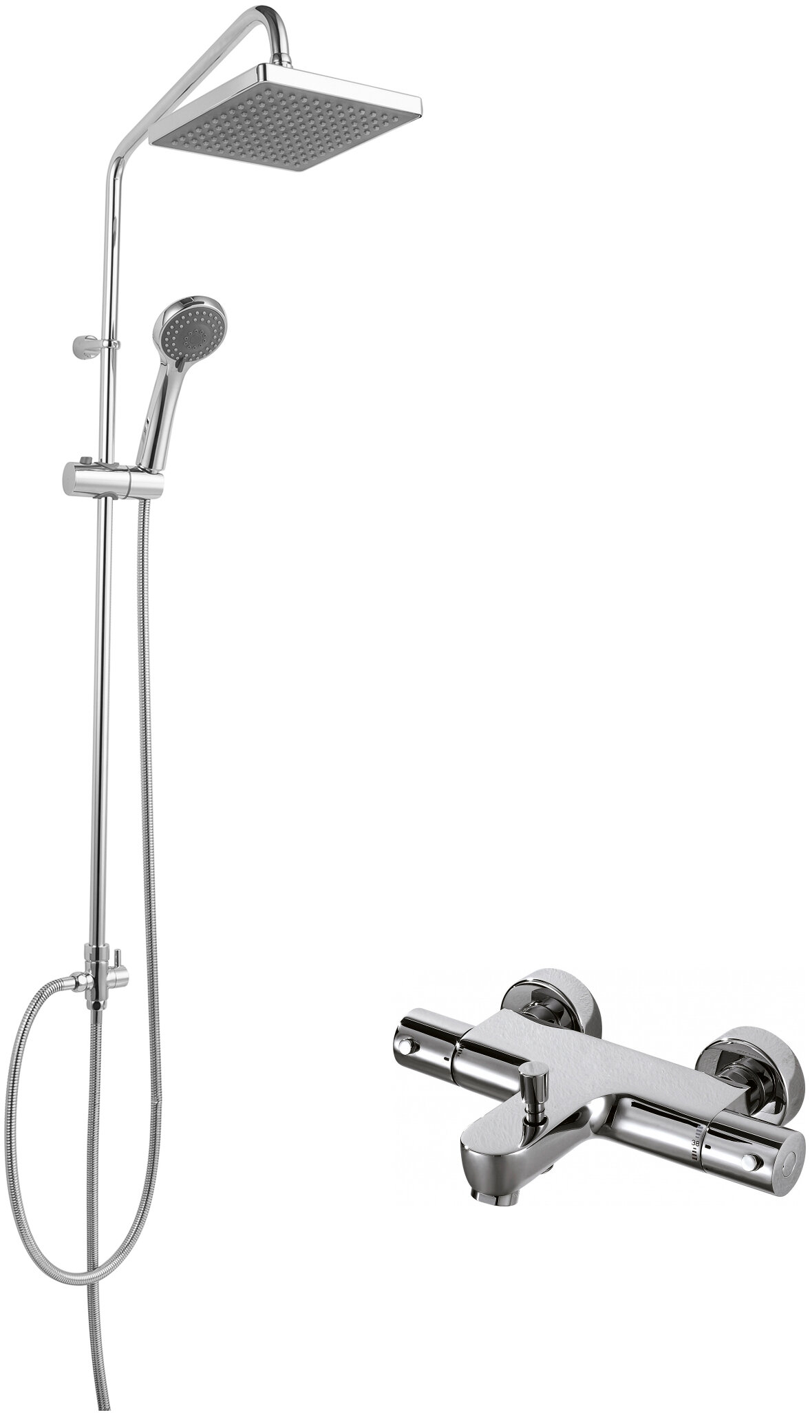 Комплект для ванной Термостат Bravat Stream F63984C-01B для ванны с душем + Душевая стойка Bravat F