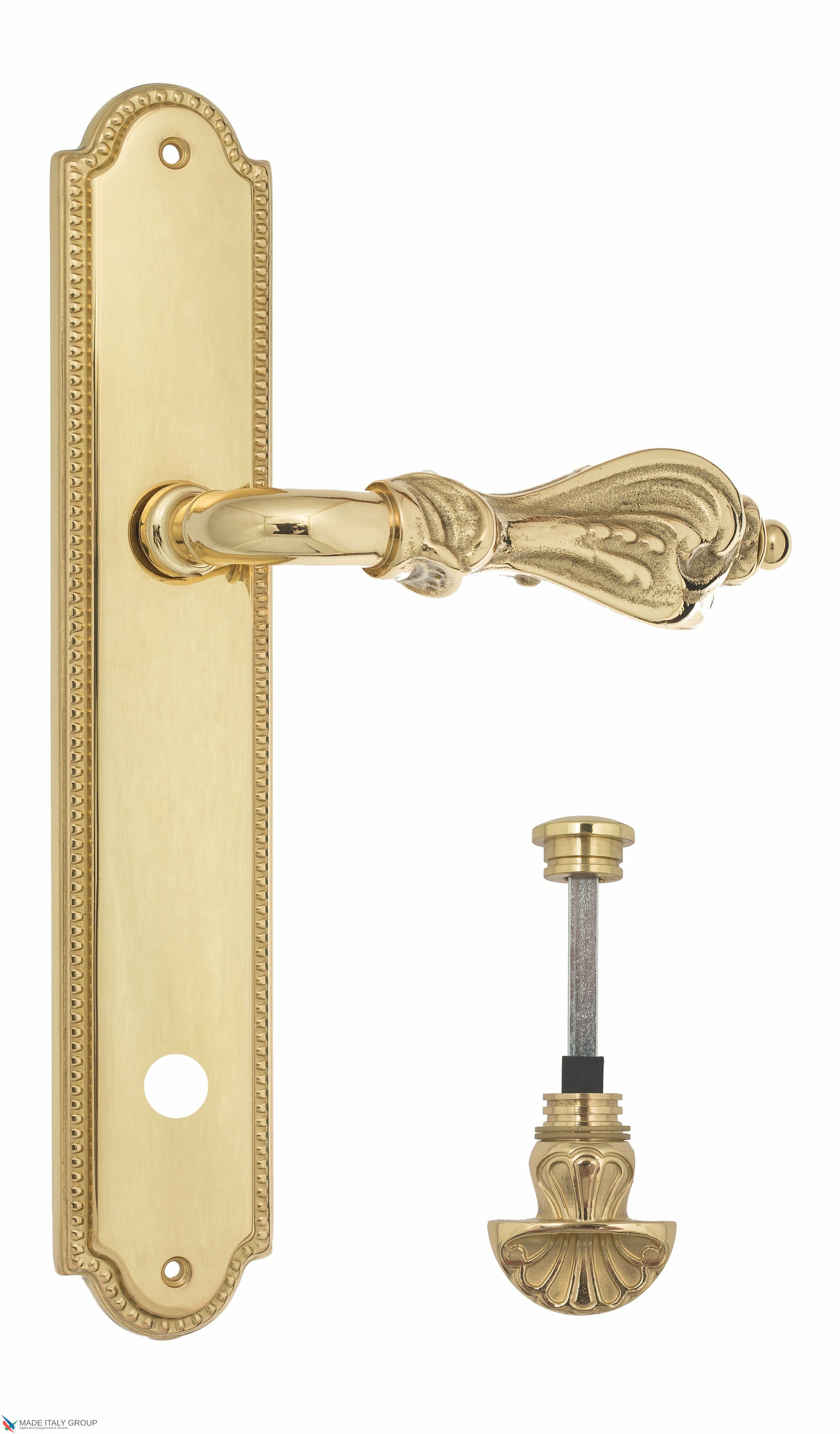 Дверная ручка Venezia quot;FLORENCEquot; WC-4 на планке PL98 полированная латунь