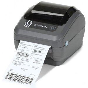 ZEBRA DT Printer GX420d; 203dpi, EU and UK Cords, Epl2, ZPL II, USB, Serial, Centronics Parallel