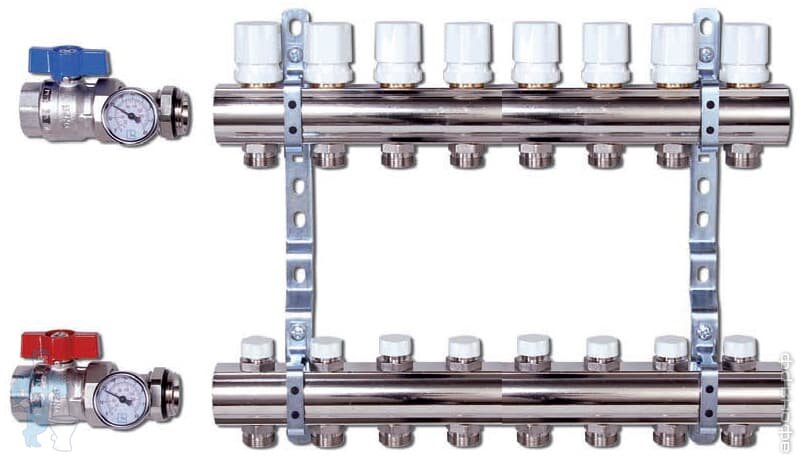 Коллекторная группа LUXOR 1x3/4(8вых.) с термометрами CD 468M/8 арт.15552708MN