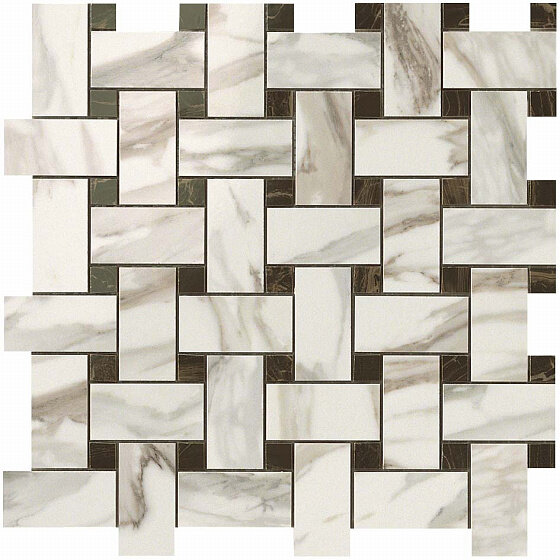 Керамическая мозаика Атлас Конкорд Supernova Marble 600110000069 Мозаика Calacatta Gold Twist Mosaic Калакатта Голд Мозаика Твист 30,5х30,5 (м2)