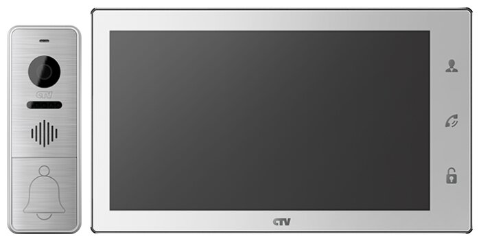 Комплектная дверная станция (домофон) CTV CTV-DP4102AHD серебро (дверная станция) белый (домофон)