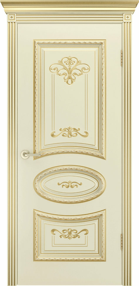 Межкомнатная дверь Ульяновская «Версаль Ария R» Эмаль слоновая кость с патиной белое золото (глухая)