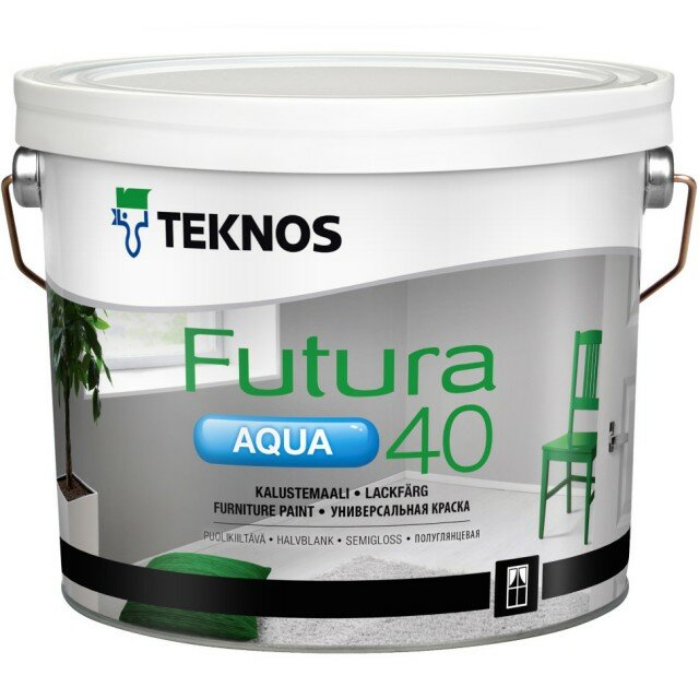 Краска универсальная Teknos Futura Aqua 40 PM1, полуглянцевая 9л