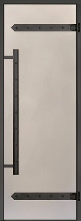 Дверь для сауны Harvia LEGEND 8х19 (стеклянная, сатин, черная коробка сосна), D81905МL