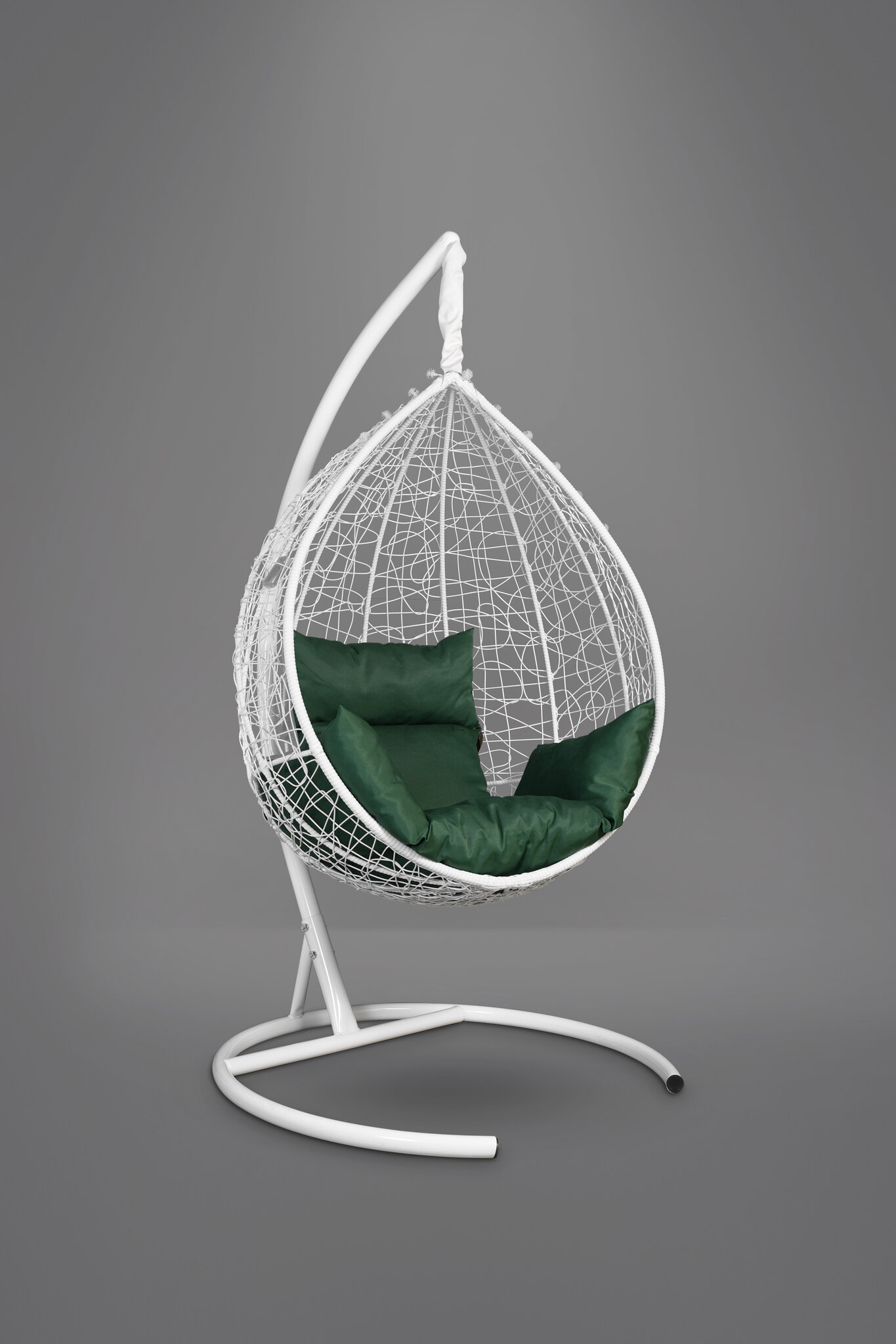 Подвесное кресло-кокон SEVILLA белое + каркас + зеленая подушка