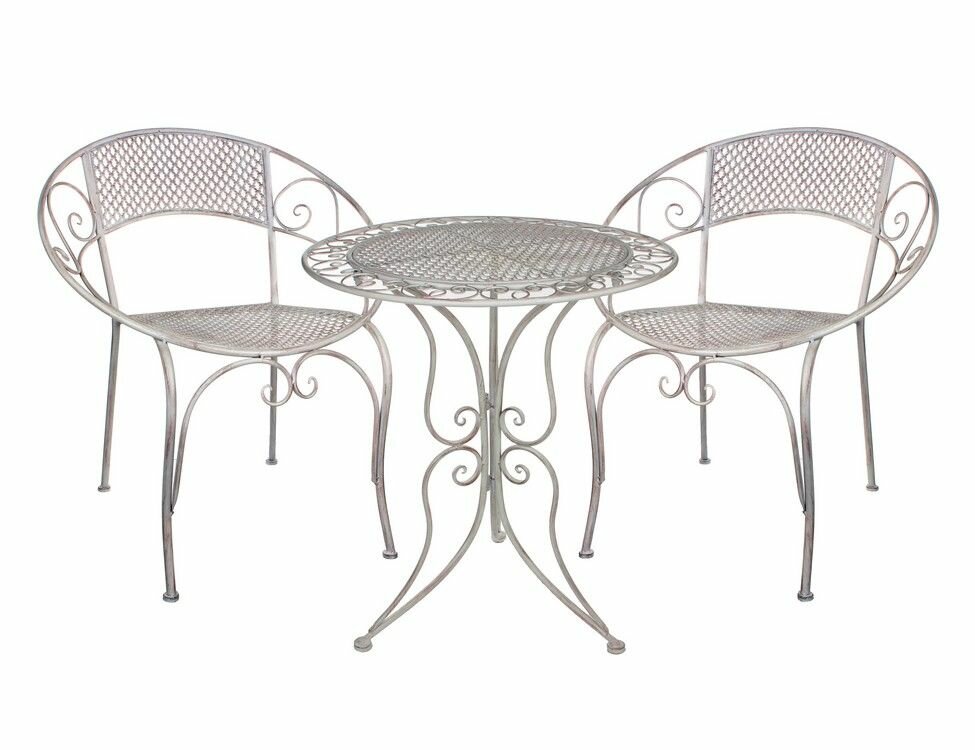 Edelman, Комплект дачной мебели ажурный прованс (2 кресла, стол), металл, белый 1023733