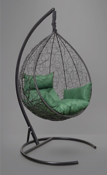 Подвесное кресло-кокон SEVILLA черное, зеленая подушка (Laura Outdoor)
