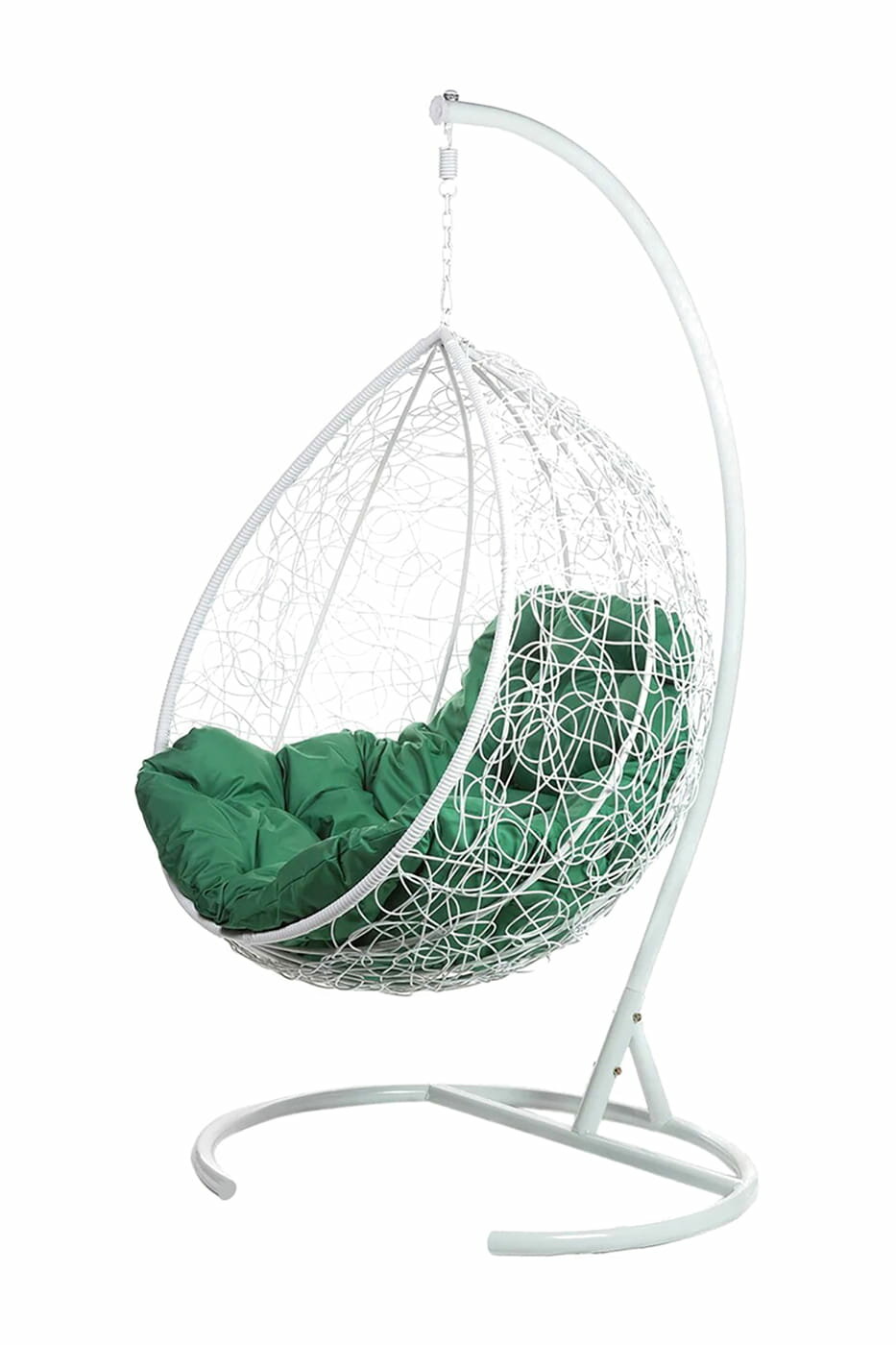 Кресло подвесное BiGarden quot;Tropicaquot; со стойкой (Белый (ротанг)/Зелёный (подушка))