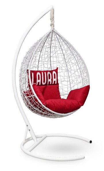 Подвесное кресло SEVILLA VELOUR белое, красная подушка (Laura Outdoor)