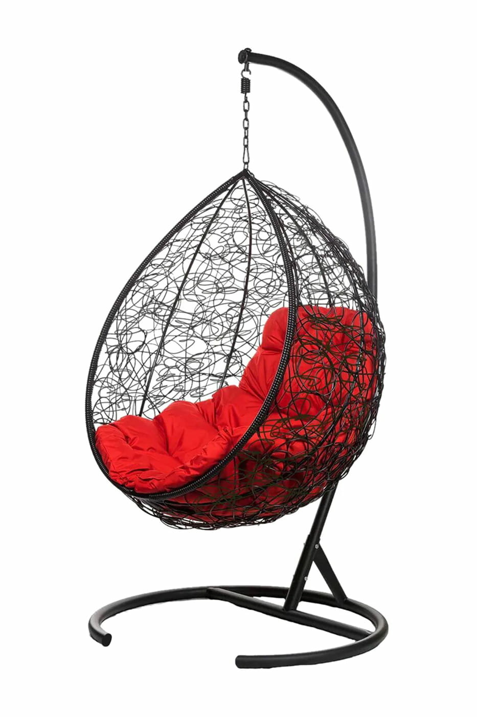 Кресло подвесное BiGarden quot;Tropicaquot; со стойкой (Черный (ротанг)/Красный(подушка))