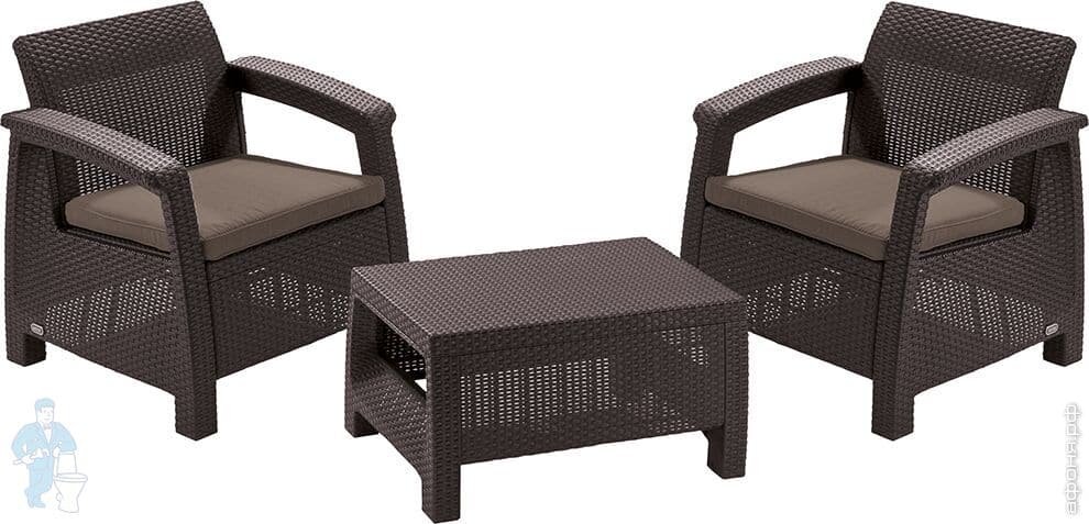 Комплект мебели KETER CORFU WEEKEND (75x70х79), 2 кресла+стол, коричневый