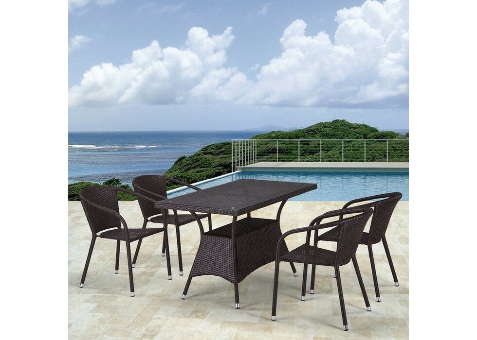 Комплекты мебели для летнего кафе T198D Y137C-W53 Brown 4Pcs