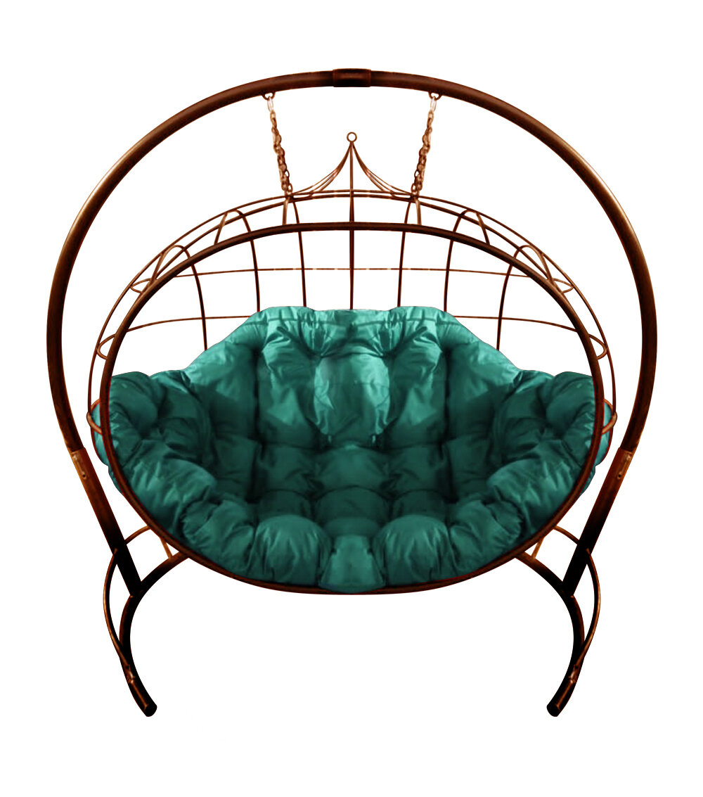 Кресло подвесное quot;Улейquot; с зеленой подушкой Коричневое
